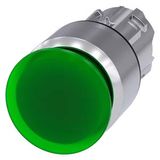 Illuminated mushroom pushbutton, 22 mm, round, metal, shiny, green, 30  3SU1051-1AA40-0AA0-Z Y12