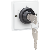 Splashproof key switch 16 A with screw terminals, white