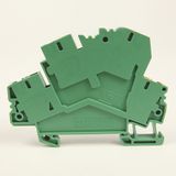 Two Circuit Block with 1 Feed Through and 1Ground Circuit, 4mm max. wire, Gray,Pkg. Qty. of 25