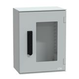 wall-mounting encl. polyester monobloc IP66 430x330x200mm 3p.lock glazed door