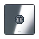 Synergy Sleek Double USB charger type A Polished Stainless steel