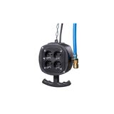 Suspended distribution module ES1PA  with 3m plastic-sheathed cable H05VV-F 3G1, 5  4 safety sockets 230V open / 16A  Including 3m air hose 9x3mm with NW7, 2 quick release  3m galvanized steel chain to hang up  - For indoor use IP20