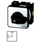 On-Off switch, T0, 20 A, flush mounting, 2 contact unit(s), 3 pole, 1 N/C, with black thumb grip and front plate