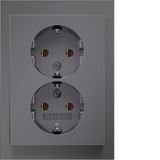 Double socket SCHUKO with Coverplate high, K.5 stain st.