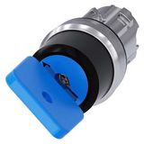 3SU1050-4GC01-0AA0-Z Y11 Key-operated switch O.M.R, 22 mm, round, metal, shiny, lock number 73038, blue, with 2 keys, 2 switch positions O