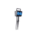 '4 way socket outlet fixed on ground stake 2m H07RN-F 3G1,5' blue lids in Polybag with label