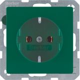 SCHUKO soc. out., screw-in lift terminals, Q.1/Q.3, green velvety
