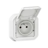 Power socket with waterproof earth with Plexo shutter 16A 250V delivered complete for recessed mounting with white claws