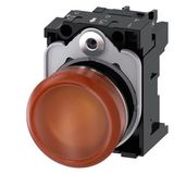 Indicator lights, 22 mm, round, metal, shiny, amber, lens, smooth, with holder, LED module  3SU1152-6AA00-1AA0-Z Y12