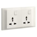 Belanko S 2X 1 gang multistandard switched socket outlet - Ivory