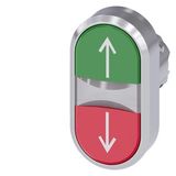 Illuminated twin pushbutton, 22 mm, round, metal, shiny, red: arrow pointing  3SU1051-3AB42-0AN0-Z X90