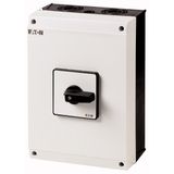 On-Off switch, P3, 100 A, surface mounting, 3 pole, with black thumb grip and front plate