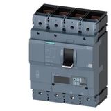 circuit breaker 3VA2 IEC Frame 400 breaking capacity class M Icu=55 kA @ 415 V 4-pole, line protection ETU560, LSIG, In=400 A overload  3VA2340-5JQ42-0HH0