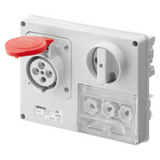 FIXED INTERLOCKED HORIZONTAL SOCKET-OUTLET - WITHOUT BOTTOM - WITH FUSE-HOLDER BASE - 2P+E 16A 380-415V - 50/60HZ 9H - IP44