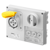 FIXED INTERLOCKED HORIZONTAL SOCKET-OUTLET - WITHOUT BOTTOM - WITH FUSE-HOLDER BASE - 3P+E 16A 100-130V - 50/60HZ 4H - IP44