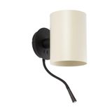 GUADALUPE BLACK WALL LAMP WITH READER BEIGE LAMPSH
