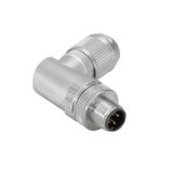 Round plug (field customisable), pin, 90&deg;, PUSH IN, M12, 0.14 mm²,