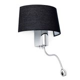 HOTEL BLACK WALL LAMP WITH LED READER 1 X E27 15W