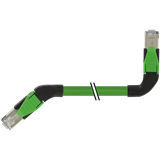 RJ45 45° left/RJ45 90° left PUR 1x4xAWG22 shielded gn+dragch 0.8m