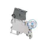 DIN RAIL TERMINAL BLOCK, FUSE, 5X20, FEED THROUGH, TEST SOCKETS, 6MM SPACING, 4MM, ZS4-SF-T2, GREY