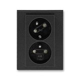5513H-C02357 63 Double socket outlet with earthing pins, shuttered, with turned upper cavity