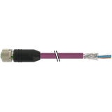 M12 fem. 0° B-cod. with cable PUR AWG24+22 shielded vt+drag-ch 3m