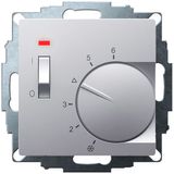 UP room controller, aluminum 55x55, 5-30C, AC 230V, 1 opener, 10 A, temperature reduction approx. 4K, switch on/off, display controller "heating"