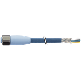 M12 fem. 0° A with cable F&B Pro TPE-S 5x0.34 sh. bu UL rob+dragch 25m