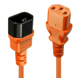 2m C14 to C13 Mains Extension Cable, orange IEC C14 Connector to IEC C13 Connector