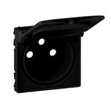 2P+E FRANCOBELGE SOCKET COVER WITH FLAP MAT BLACK VALENA LIFE