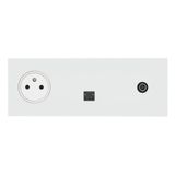 Art d'Arnould universe Epure 2P+E power socket, RJ45 socket and television socket - satin white