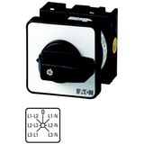 Voltmeter selector switches, T0, 20 A, flush mounting, 3 contact unit(s), Contacts: 6, 45 °, maintained, With 0 (Off) position, Phase/Phase-0-Phase/N,
