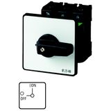 On-Off switch, P3, 63 A, rear mounting, 3 pole, with black thumb grip and front plate