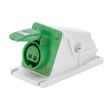 90° ANGLED SURFACE-MOUNTING SOCKET-OUTLET - IP44 - 3P 32A 20-25V and 40-50V 401-500HZ - GREEN - 11H - SCREW WIRING