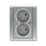 5583F-C02357 36 Double socket outlet with earthing pins, shuttered, with turned upper cavity, with surge protection