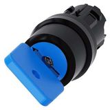 3SU1000-4GF01-0AA0-Z Y15 Key-operated switch O.M.R, 22 mm, round, plastic, lock number 73038, blue, with 2 keys, 2 switch positions O-I, latching, actuating angle 90°, 10:30h/13:30h,