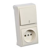 Vera Beige Two Way Switch + Socket Vertical