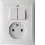 Socket outlet without earthing contact with series switch, S.1, polar 