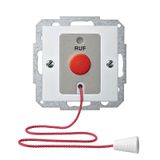 Call button insert with pull cord and central plate, polar white glossy, System M