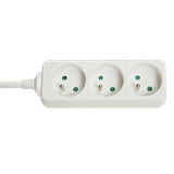 3-Way French Schuko Mains Power Extension, White France