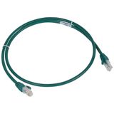 Patch cord RJ45 category 6A U/UTP unscreened LSZH green 1 meter