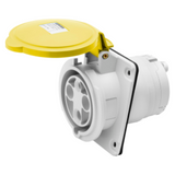 10° ANGLED FLUSH-MOUNTING SOCKET-OUTLET HP - IP44/IP54 - 3P+E 63A 100-130V 50/60HZ - YELLOW - 4H - MANTLE TERMINAL