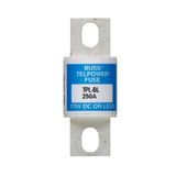 Eaton Bussmann series TPL telecommunication fuse, 170 Vdc, 175A, 100 kAIC, Non Indicating, Current-limiting, Bolted blade end X bolted blade end, Silver-plated terminal