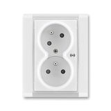 5583F-C02357 01 Double socket outlet with earthing pins, shuttered, with turned upper cavity, with surge protection