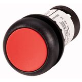 Pushbutton, Flat, maintained, 1 NC, Screw connection, red, Blank, Bezel: black