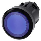 Illuminated pushbutton, 22 mm, round, plastic, blue, pushbutton, flat, latching, 3SU1001-0AA50-0AA0-Z Y10