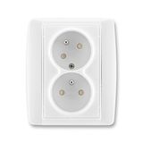 5513E-C02357 03 Double socket outlet with earthing pins, shuttered, with turned upper cavity ; 5513E-C02357 03