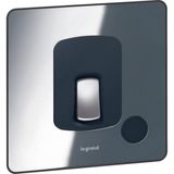 Synergy Sleek Double Pole switch with cord outlet and blue led power indicator -20A - Polished Stainless Steel