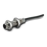 Proximity switch, E57 Miniature Series, 1 NC, 3-wire, 10 - 30 V DC, M8 x 1 mm, Sn= 2 mm, Non-flush, PNP, Stainless steel, 2 m connection cable