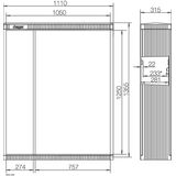 CDC, size 2/1355, asymmetrical doors, w/ mounting plate, 1355x1110x315